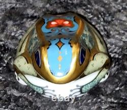 Royal Crown Derby Fountain Frog 1st Quality Gold Stopper & Box