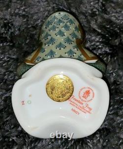 Royal Crown Derby Fountain Frog 1st Quality Gold Stopper & Box