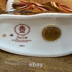 Royal Crown Derby Fox Cub Paperweight Gold Stopper No box