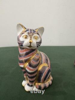 Royal Crown Derby Gilt Imari Cat Figurines, Set of Three