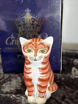 Royal Crown Derby Ginger Kitten Paperweight Gold Stopper Boxed Limited Edition