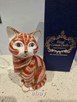 Royal Crown Derby Ginger Tom Cat Paperweight