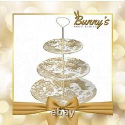 Royal Crown Derby Gold Aves 3 Tier Cake Stand 1st Quality