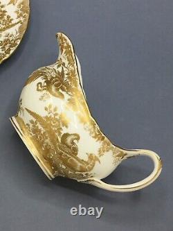 Royal Crown Derby Gold Aves Gravy Boat And Under Plate New 1st Quality Sticker