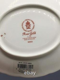 Royal Crown Derby Gold Aves Gravy Boat And Under Plate New 1st Quality Sticker