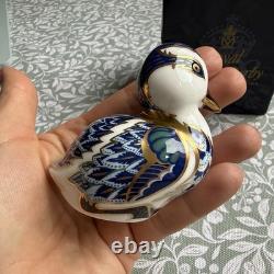 Royal Crown Derby Gold Sitting Duckling Paperweight with Gold Stopper