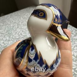 Royal Crown Derby Gold Sitting Duckling Paperweight with Gold Stopper