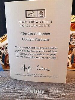 Royal Crown Derby Golden Pheasant L/e Gold Stopper Boxed + Cert Mint