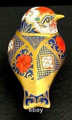 Royal Crown Derby'Goldfinch' Old Imari Solid Gold Band Boxed Paperweight New 2