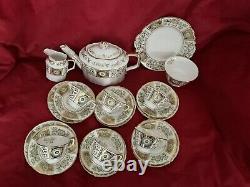 Royal Crown Derby Green Derby Panel 22 Piece Teaset. All 1st Quality Circa 1990
