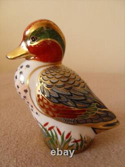 Royal Crown Derby Green Winged Teal & Duckling Paperweights Guild Excl Boxed Duo