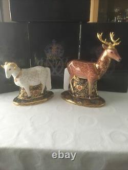 Royal Crown Derby Heraldic Derbyshire Stag And Ram