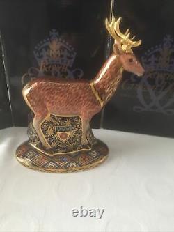 Royal Crown Derby Heraldic Derbyshire Stag And Ram