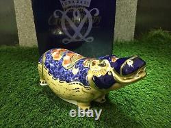 Royal Crown Derby Hippo Paperweight Limited Gold Signature Edition