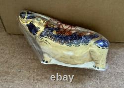 Royal Crown Derby'Hippopotamus' (Hippo) Paperweight (Boxed) Gold Stopper Cert