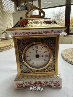 Royal Crown Derby Imari 1128 18.5cm Mantel Clock 22ct Gold Band Exc Cnd