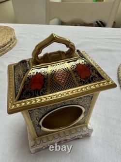 Royal Crown Derby Imari 1128 18.5cm Mantel Clock 22ct Gold Band Exc Cnd