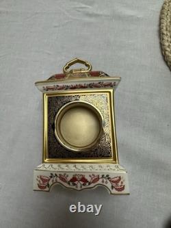 Royal Crown Derby Imari 1128 18.5cm Mantel Clock 22ct Gold Band Exc Cnd