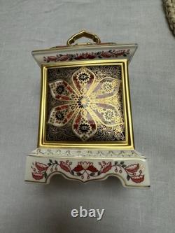 Royal Crown Derby Imari 1128 18.5cm Mantel Clock 22ct Gold Band Exc Cnd