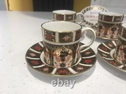 Royal Crown Derby Imari 1128 Coffee Cups and Saucers-Set of 6 Date Mark 1981 1st