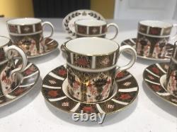 Royal Crown Derby Imari 1128 Coffee Cups and Saucers-Set of 6 Date Mark 1981 1st