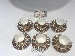 Royal Crown Derby Imari 1128 Coffee Cups and Saucers-Set of 6 Date Mark 1981 1st