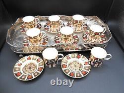 Royal Crown Derby Imari 1128 Demitasse Cups and Saucers Set of 8 Mint