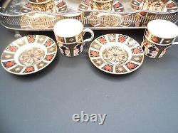 Royal Crown Derby Imari 1128 Demitasse Cups and Saucers Set of 8 Mint