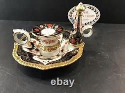 Royal Crown Derby Imari 1128 SGB Chamber / Candle stick + Snuffer 1st 1999