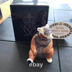 Royal Crown Derby Imari Paperweight silver Stopper Honey Bear boxed vgc