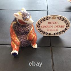 Royal Crown Derby Imari Paperweight silver Stopper Honey Bear boxed vgc