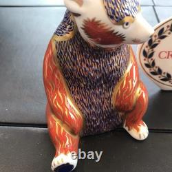 Royal Crown Derby Imari Paperweight silver Stopper Honey Bear boxed vgc