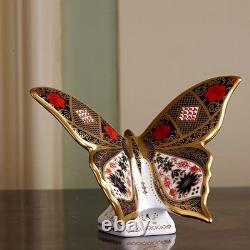 Royal Crown Derby Imari Solid Gold Band Butterfly Paperweight