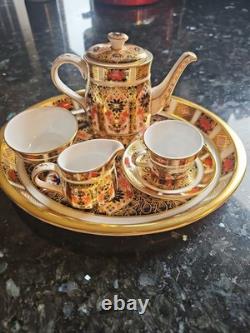 Royal Crown Derby Imari Vintage Miniature Teaset Tray 6 Pieces, 1128 Pattern