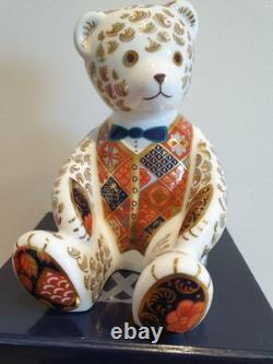 Royal Crown Derby Large Paperweight TEDDY BEAR BLUE TIE 1st Quality Boxed