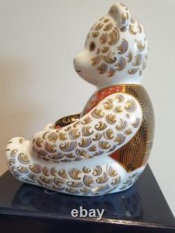 Royal Crown Derby Large Paperweight TEDDY BEAR BLUE TIE 1st Quality Boxed