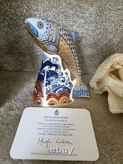 Royal Crown Derby'Leaping Salmon' Fish Paperweight (Ltd Edition) Gold Stopper