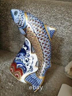 Royal Crown Derby'Leaping Salmon' Fish Paperweight (Ltd Edition) Gold Stopper