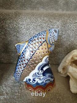 Royal Crown Derby'Leaping Salmon' Fish Paperweight (Ltd Edition) Gold Stopper