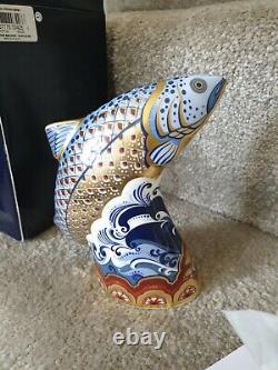 Royal Crown Derby'Leaping Salmon' Fish Paperweight (Ltd Edition) Gold Stopper