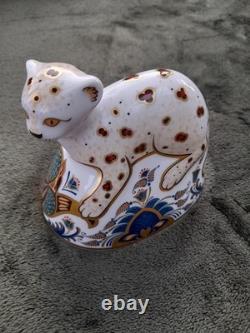 Royal Crown Derby Leopard Cub With Gold Stopper Certificate And Original Box