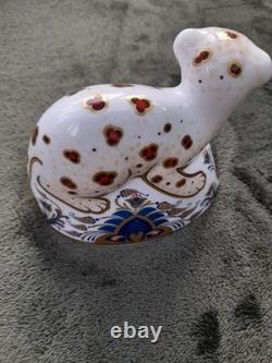 Royal Crown Derby Leopard Cub With Gold Stopper Certificate And Original Box