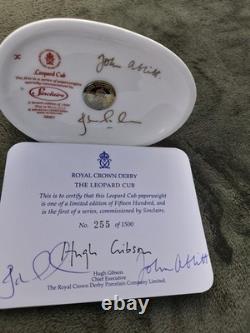 Royal Crown Derby Leopard Cub With Gold Stopper Certificate And Original Box