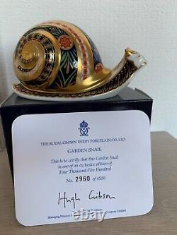 Royal Crown Derby Limited Edition Garden Snail! Signed Base+ Gold Stopper