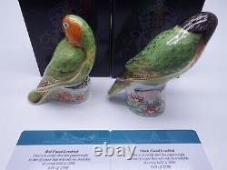 Royal Crown Derby Limited Edition Lovebirds Matching Pair Paperweights