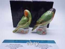 Royal Crown Derby Limited Edition Lovebirds Matching Pair Paperweights