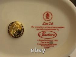 Royal Crown Derby Lion Cub Gold 1st Paperweight Limited Ed + Boxed + Certificate