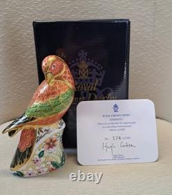 Royal Crown Derby Lorikeet Duo. Ltd Edition. Box. Gold Stoppers