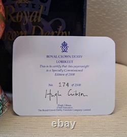 Royal Crown Derby Lorikeet Duo. Ltd Edition. Box. Gold Stoppers