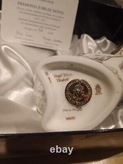 Royal Crown Derby Ltd. Ed. Diamond Jubilee Doves Elizabeth And Philip